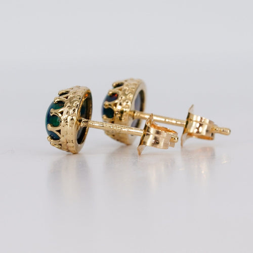 Boucles d'oreilles Boucles d'oreilles en or jaune et opales noires naturelles 58 Facettes E010