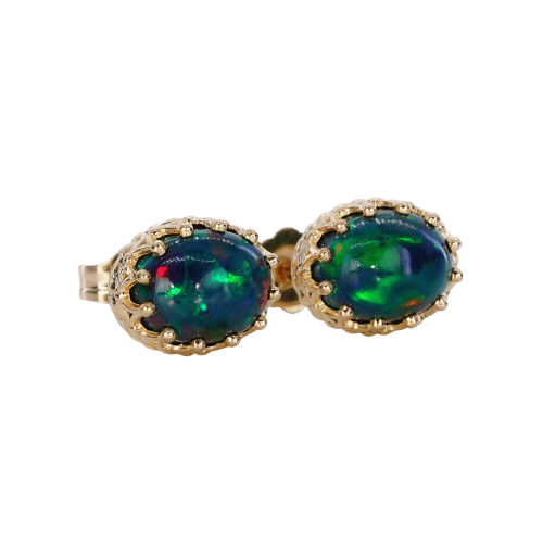 Boucles d'oreilles Boucles d'oreilles en or jaune et opales noires naturelles 58 Facettes E010