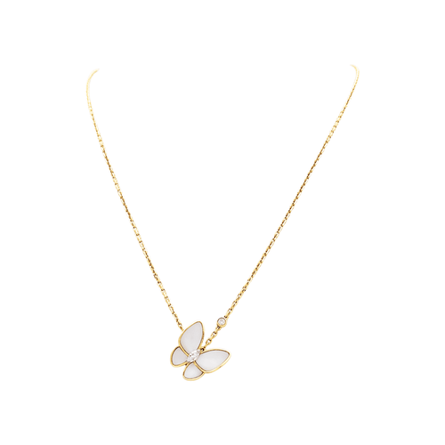 Collier Van Cleef & Arpels Deux Papillons - Collier en or rose, nacre et diamants 58 Facettes 35687
