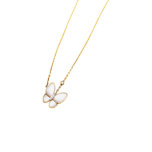 Collier Van Cleef & Arpels Deux Papillons - Collier en or rose, nacre et diamants 58 Facettes 35687