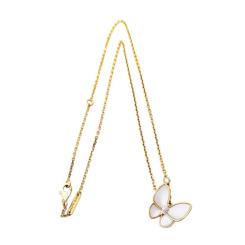 Collier Van Cleef & Arpels Deux Papillons - Collier en or rose, nacre et diamants 58 Facettes 35687