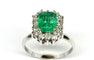 Bague 53 Bague en or blanc 18 carats, émeraude colombienne 1,28 ct et diamants 58 Facettes E39