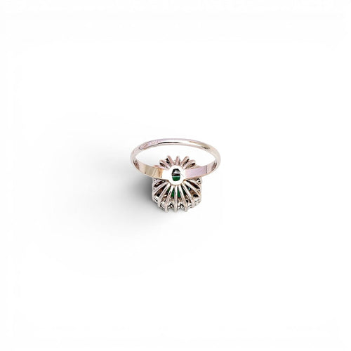 Bague 53 Bague en or blanc 18 carats, émeraude colombienne 1,28 ct et diamants 58 Facettes E39