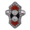 Bague 54 Art déco - Bague en platine, diamants, onyx et corail 58 Facettes AN613 P22 (05519)