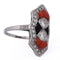 Bague 54 Art déco - Bague en platine, diamants, onyx et corail 58 Facettes AN613 P22 (05519)