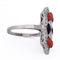 Bague 54 Art déco - Bague en platine, diamants, onyx et corail 58 Facettes AN613 P22 (05519)