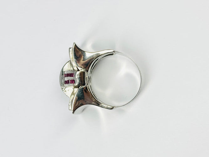 Bague 56 Art Déco - Bague en or 14 carats, diamants et rubis 58 Facettes Q384B