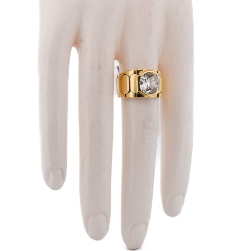 Bague 61 Bague vintage en or jaune 18 kt avec diamant 58 Facettes AN641 '(003119)