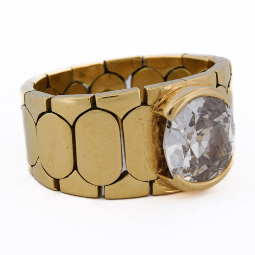 Bague 61 Bague vintage en or jaune 18 kt avec diamant 58 Facettes AN641 '(003119)