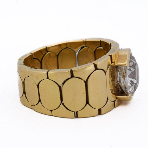 Bague 61 Bague vintage en or jaune 18 kt avec diamant 58 Facettes AN641 '(003119)