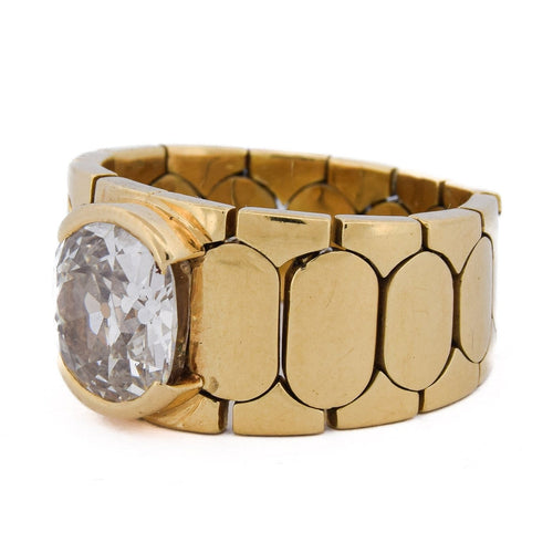 Bague 61 Bague vintage en or jaune 18 kt avec diamant 58 Facettes AN641 '(003119)