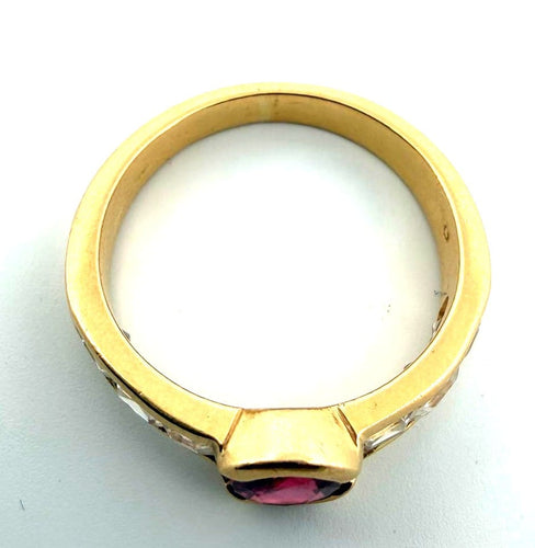 Bague 54 Bague en or jaune avec diamants et rubis 58 Facettes 364/26 D