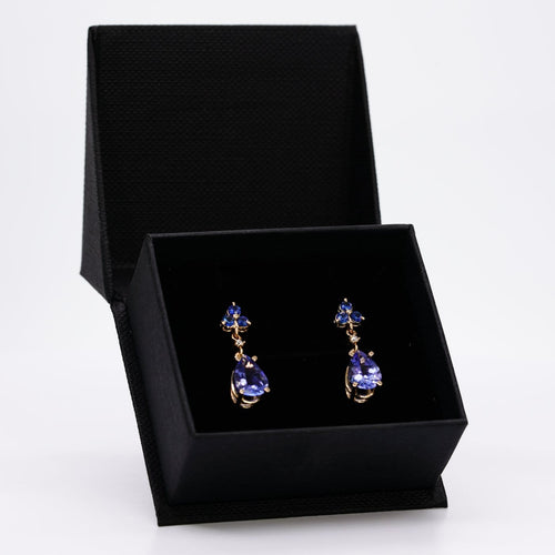 Boucles d'oreilles Boucles d'oreilles en or jaune 14 ct, tanzanites, saphirs et diamants 58 Facettes E012