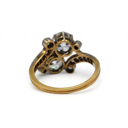 Bague 55.5 Toi & Moi - Bague en or jaune, argent et diamants 58 Facettes 260133R