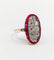 Bague 53 Bague cible Art déco en or 18k, platine, diamants et rubis 58 Facettes A07265