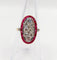 Bague 53 Bague cible Art déco en or 18k, platine, diamants et rubis 58 Facettes A07265
