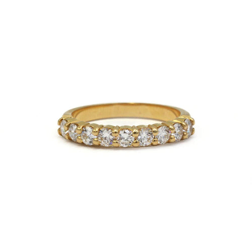 Bague 56 Demi-alliance - Bague en or jaune et diamants 58 Facettes 260132R