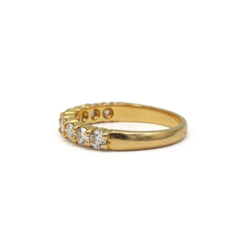 Bague 56 Demi-alliance - Bague en or jaune et diamants 58 Facettes 260132R