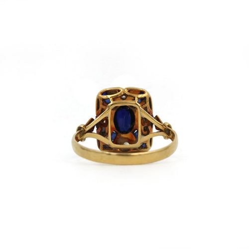 Bague 54 Art Déco - Bague en or jaune, platine, saphirs et diamants 58 Facettes 260136R