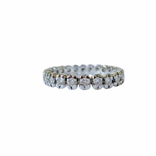 Bague 60 Alliance américaine - Bague en or blanc et diamants 58 Facettes