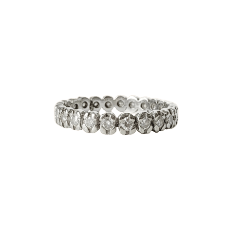 Bague 60 Alliance américaine - Bague en or blanc et diamants 58 Facettes