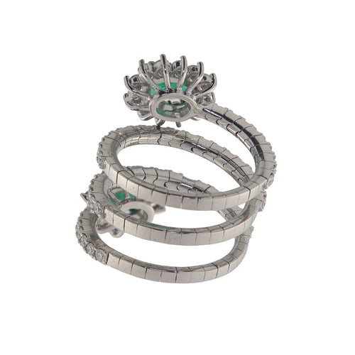 Bague 53 Bague contrarié en or blanc, émeraudes et diamants 58 Facettes G3952
