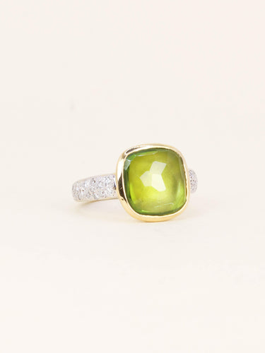Bague 54 Pomellato Shéhérazade - Bague en or jaune et blanc, péridot et diamants 58 Facettes 1274.3