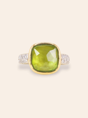 Bague 54 Pomellato Shéhérazade - Bague en or jaune et blanc, péridot et diamants 58 Facettes 1274.3