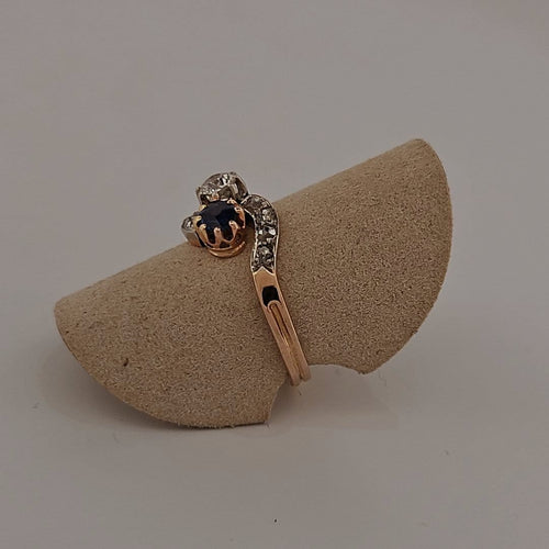 Bague toi et moi en or jaune, saphir et diamants 58 Facettes 2584672