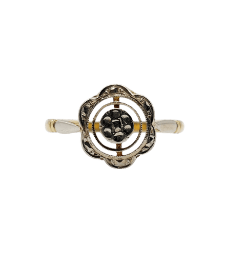 Bague 59 Bague Art déco fleur ciselée en or 18k 58 Facettes A07237