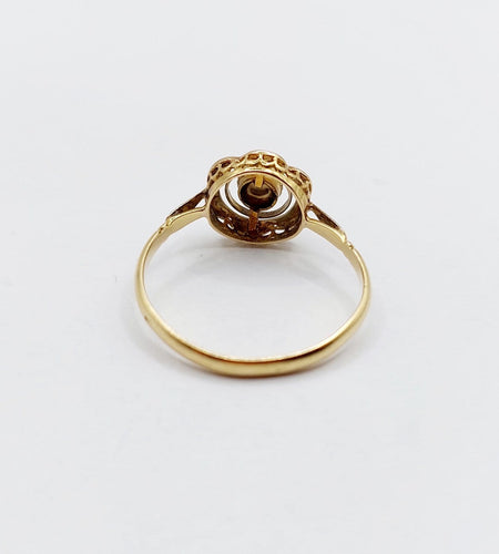 Bague 59 Bague Art déco fleur ciselée en or 18k 58 Facettes A07237