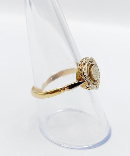 Bague 59 Bague Art déco fleur ciselée en or 18k 58 Facettes A07237