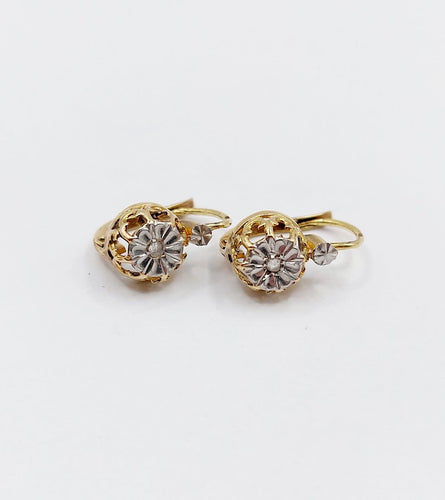 Boucles d'oreilles Dormeuses antiques - Boucles d'oreilles en or 18k et diamants taille rose 58 Facettes A07238