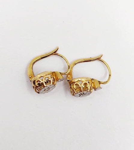 Boucles d'oreilles Dormeuses antiques - Boucles d'oreilles en or 18k et diamants taille rose 58 Facettes A07238