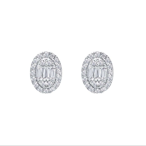 Boucles d'oreilles Boucles d'oreilles ovales en or blanc 18 carats et diamants 58 Facettes GER1400WG
