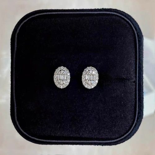 Boucles d'oreilles Boucles d'oreilles ovales en or blanc 18K et diamants 58 Facettes GER1400WG