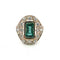 Bague 55 Bague en or jaune 18 ct avec émeraude et diamants 58 Facettes 139/26 C