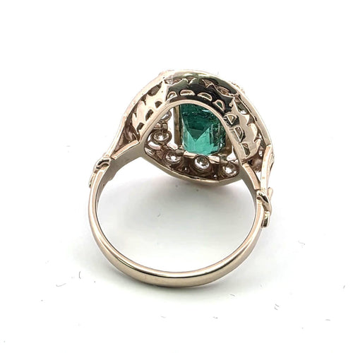 Bague 55 Bague en or jaune 18 ct avec émeraude et diamants 58 Facettes 139/26 C