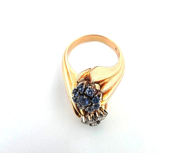 Bague 54 Bague en or jaune 18 ct, diamants et saphirs 58 Facettes 363/26 C 174 26