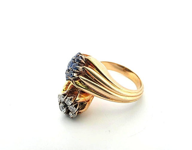 Bague 54 Bague en or jaune 18 ct, diamants et saphirs 58 Facettes 363/26 C 174 26