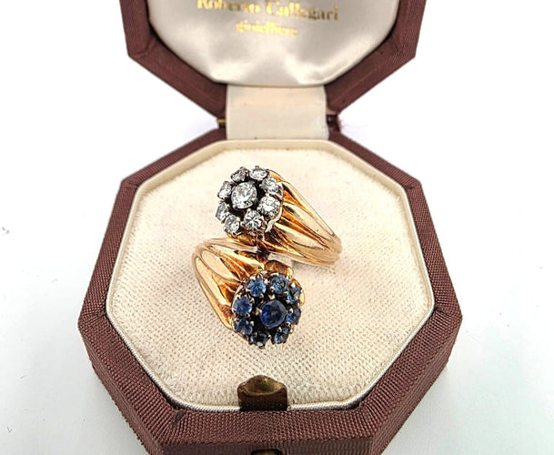 Bague 54 Bague en or jaune 18 ct, diamants et saphirs 58 Facettes 363/26 C 174 26