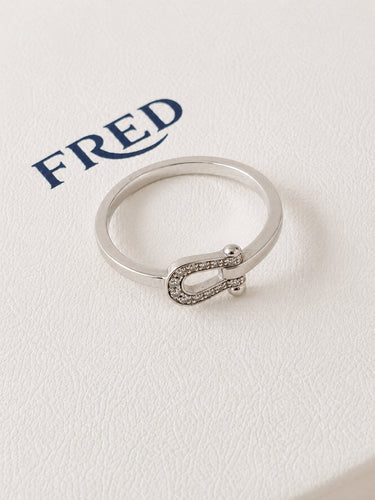 Bague 49 FRED Force 10 - Bague petit modèle en or blanc et diamants 58 Facettes WC-2026-2182