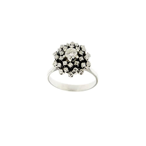 Bague 54 Bague fleur en or blanc et diamants 58 Facettes 39574