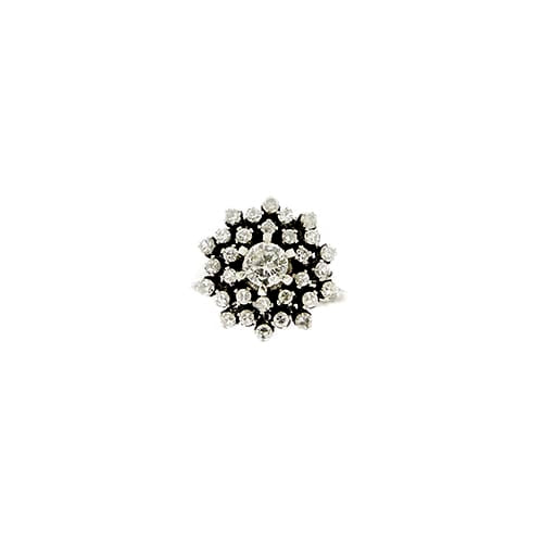 Bague 54 Bague fleur en or blanc et diamants 58 Facettes 39574