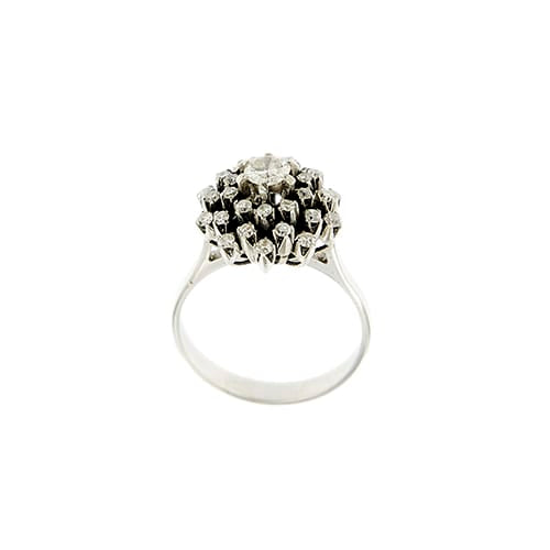 Bague 54 Bague fleur en or blanc et diamants 58 Facettes 39574