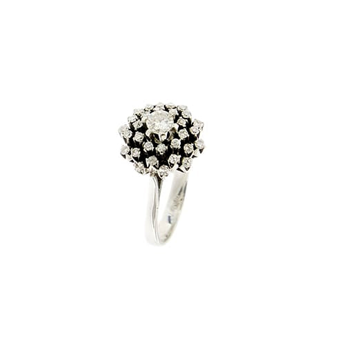 Bague 54 Bague fleur en or blanc et diamants 58 Facettes 39574