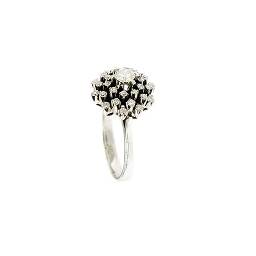 Bague 54 Bague fleur en or blanc et diamants 58 Facettes 39574