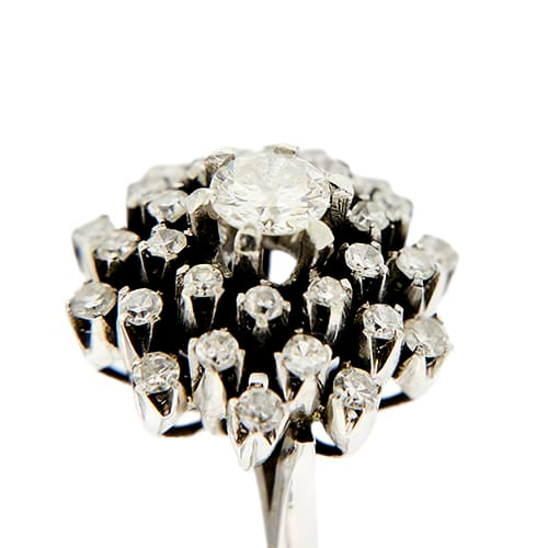 Bague 54 Bague fleur en or blanc et diamants 58 Facettes 39574