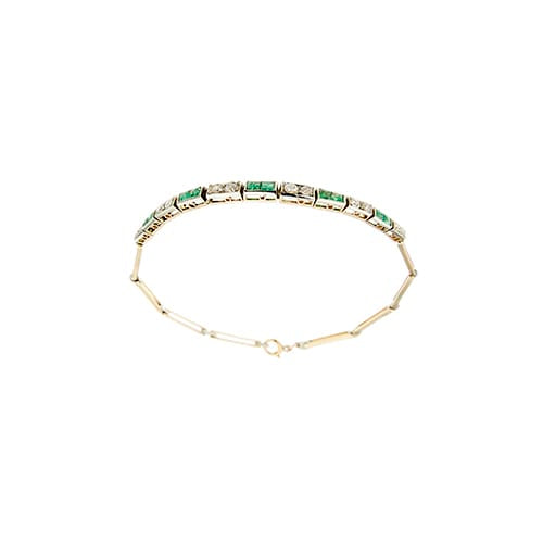 Bracelet Art déco - Bracelet en or blanc avec émeraudes et diamants 58 Facettes 39524