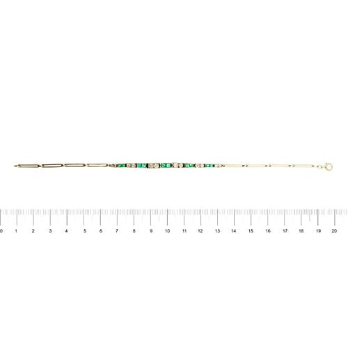 Bracelet Art déco - Bracelet en or blanc avec émeraudes et diamants 58 Facettes 39524